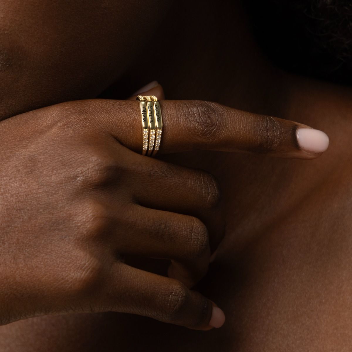 Starlight Name Diamond Ring Stack [18K Gold Vermeil]