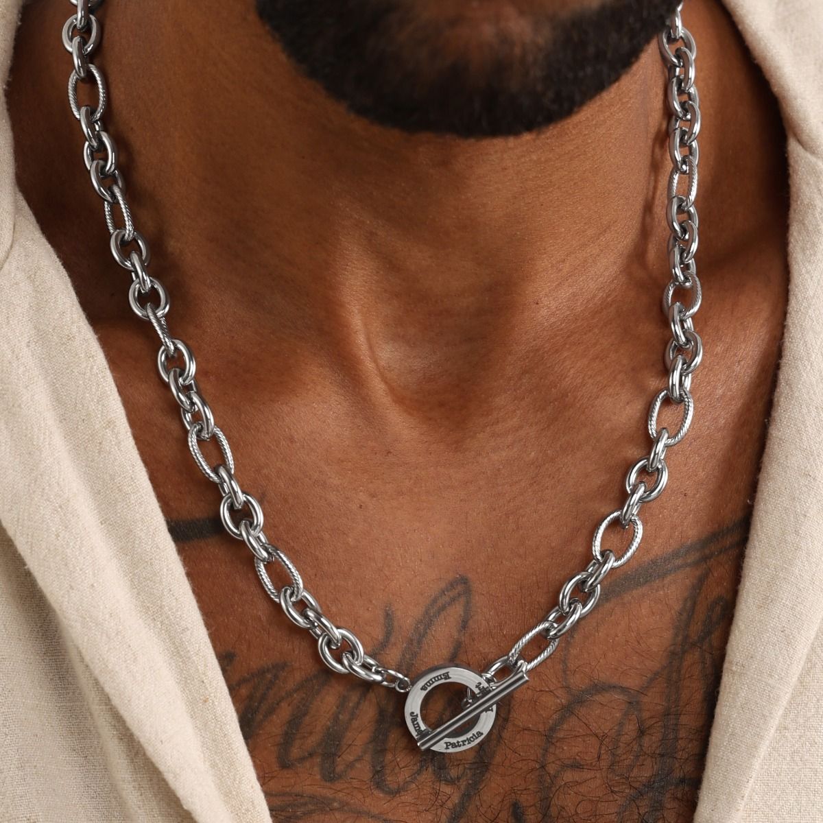 Eternity Circle Figaro Chain Necklace