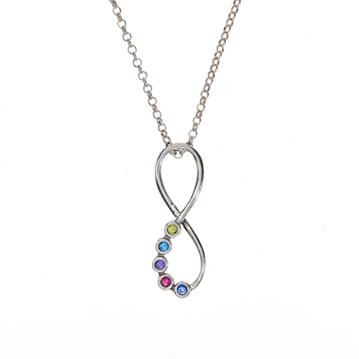 Unendlichkeit Kette mit Geburtssteinen [Sterlingsilber]