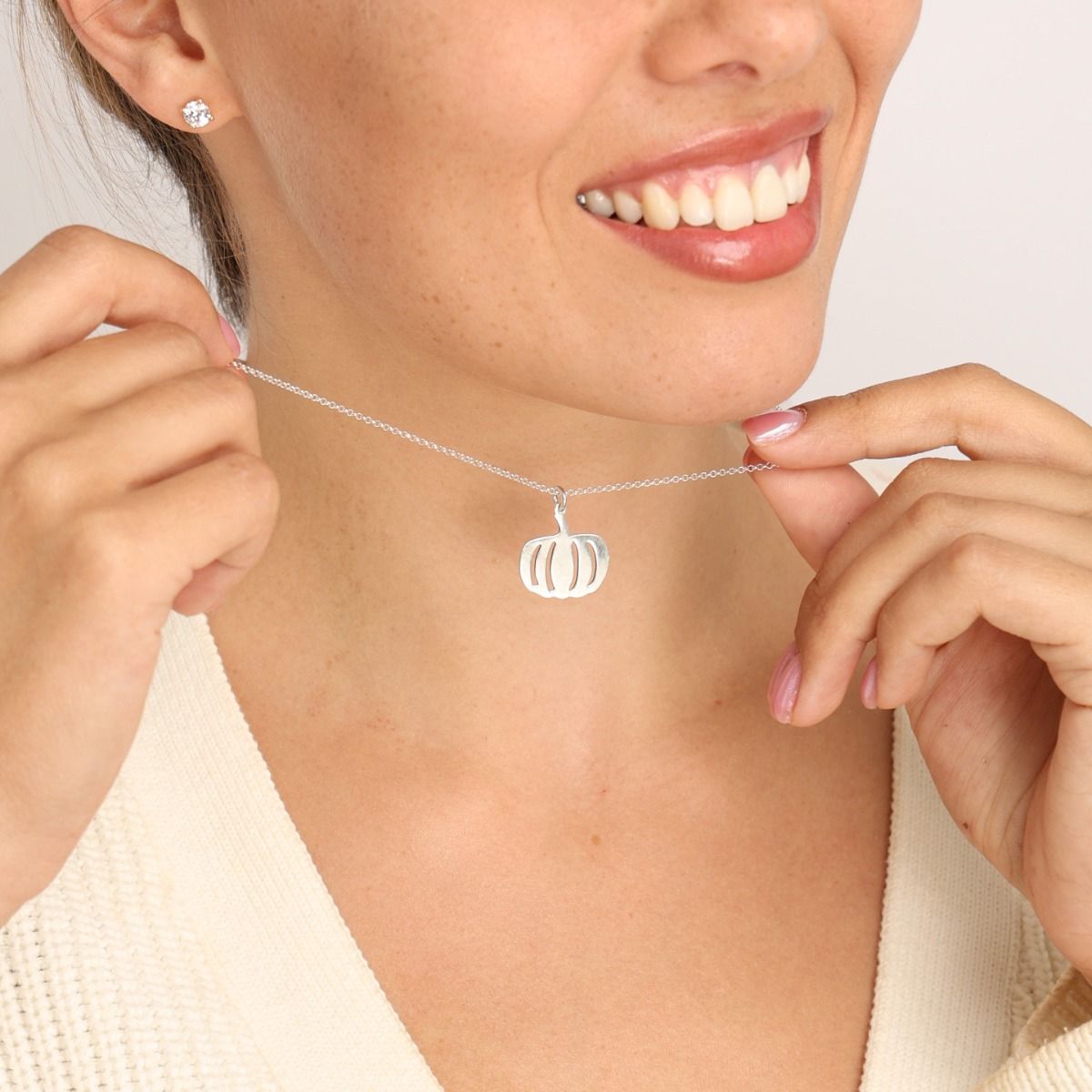 Fall Magic Pumpkin Pendant Necklace [Sterling Silver]