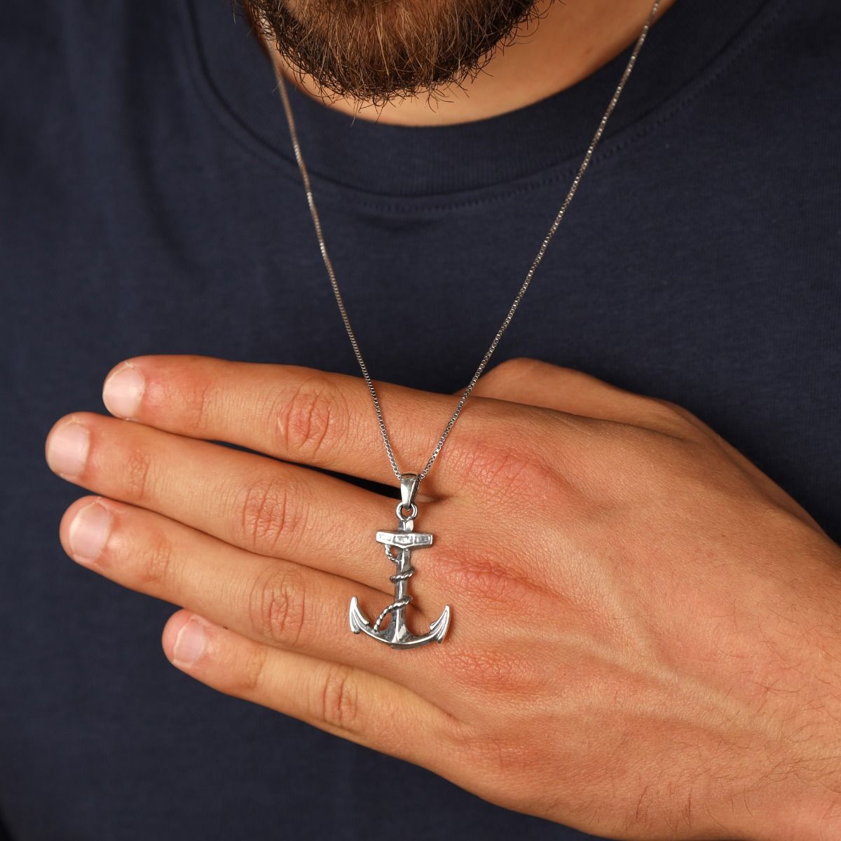 Family Anchor Necklace - Sterling Silver