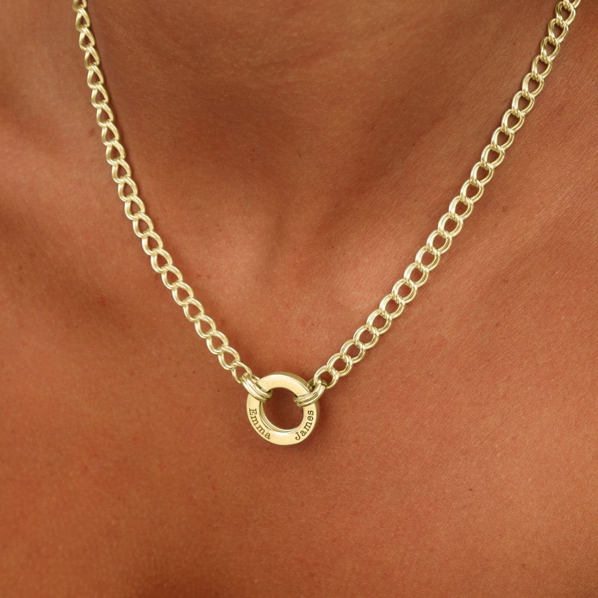 Collier Gourmette Cercle de Famille avec Prénoms [Plaqué Or 18ct]