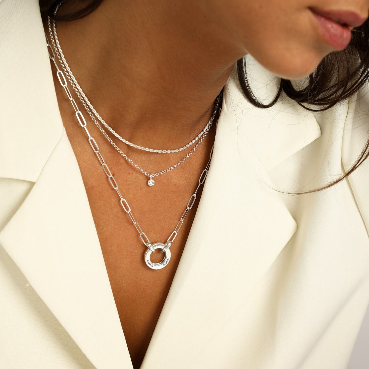 Mirella Necklace with Moissanite Stone [Sterling Silver]