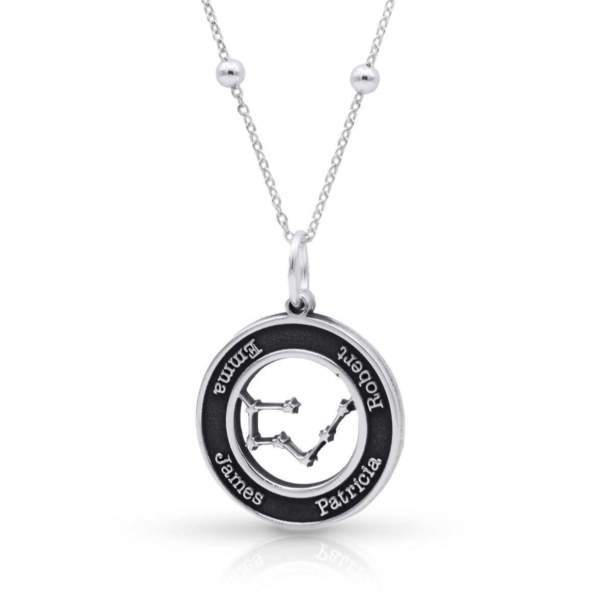 Mutters Kreis Sternzeichen Kette mit Gravur - Schwarzer Kreis [Sterlingsilber]