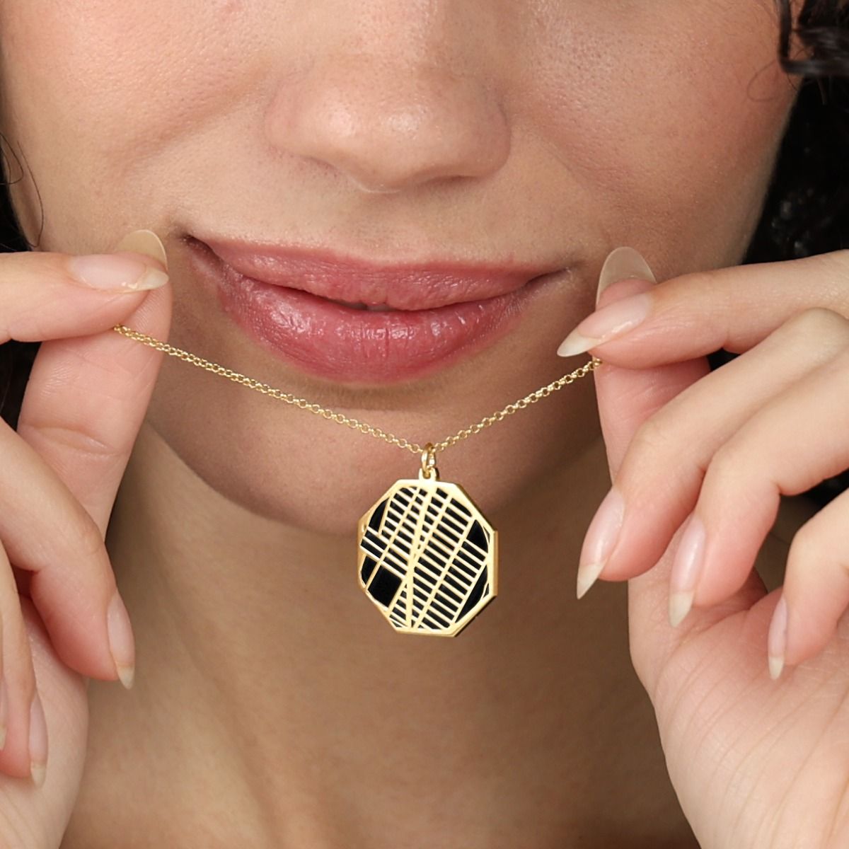 Familienpfade Karten Kette [750er Gold Vermeil]
