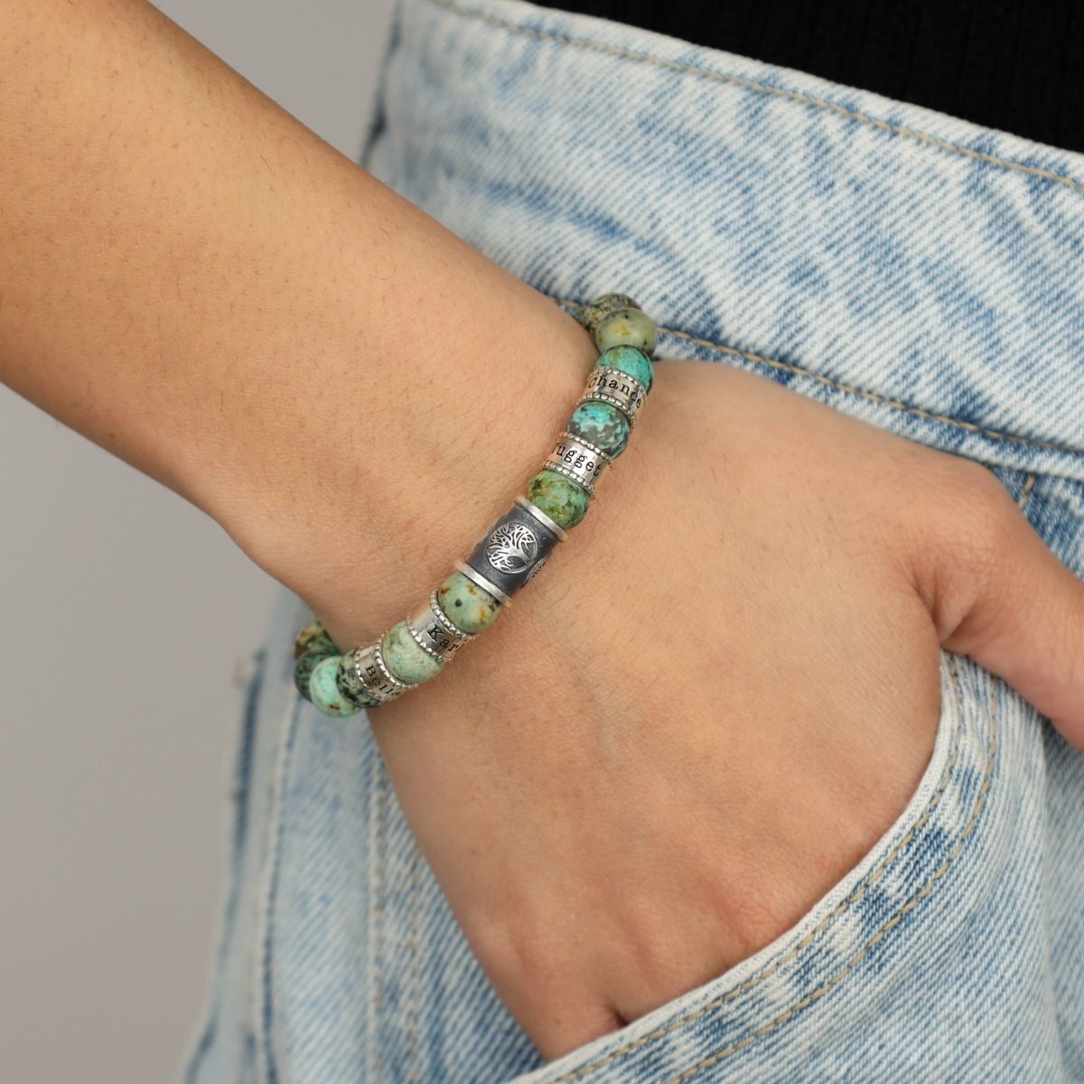 Familienbaum Armband für Damen aus Türkis [Sterlingsilber]