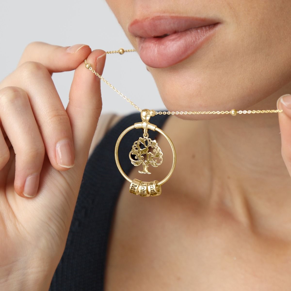 Lebensbaum Kette mit Namen  [750er Gold Vermeil]