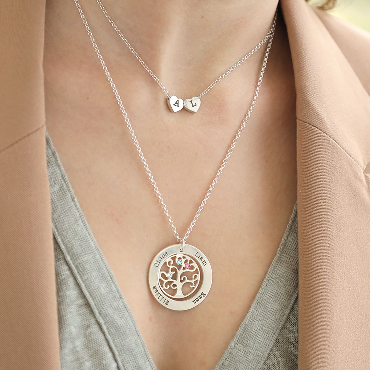 Family Tree Necklace Pair [Sterling Silver]