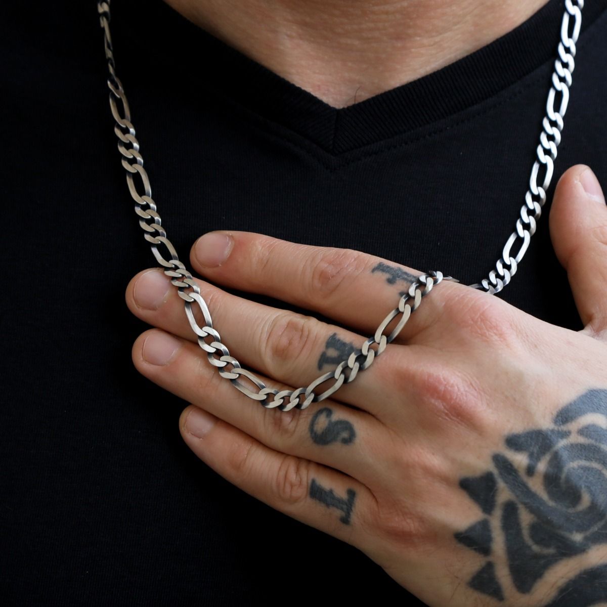 Figaro Style Curb Chain Necklace for Men [Sterling Silver]