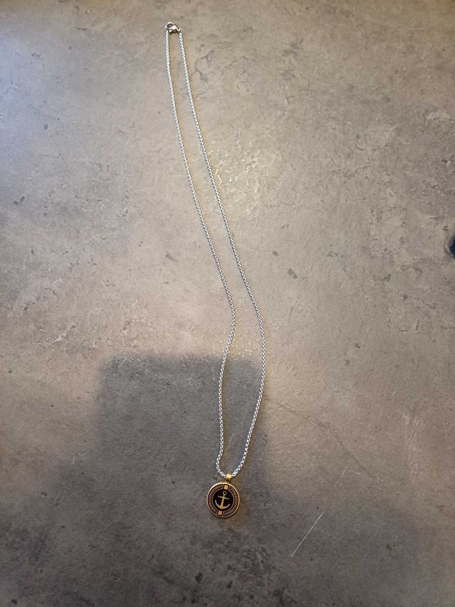 Classic Black Family Anchor Necklace for Men [18K Gold Plated]