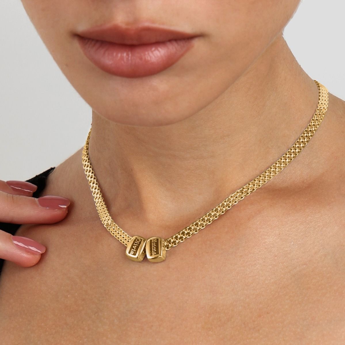 Emily Milanaise Kette mit Gravur [750er Gold Vermeil]