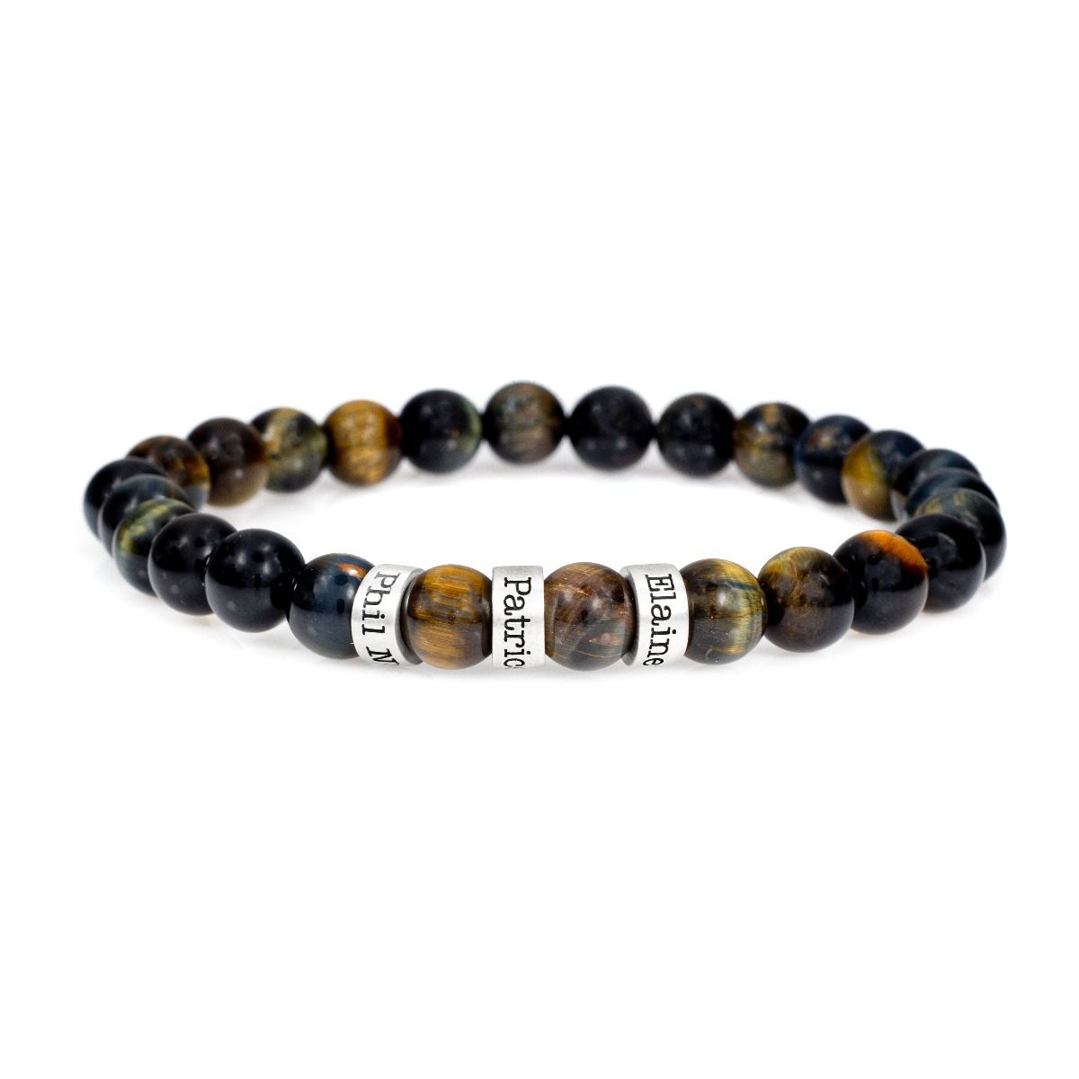 Green Tiger Eye Women Name Bracelet [Sterling Silver]