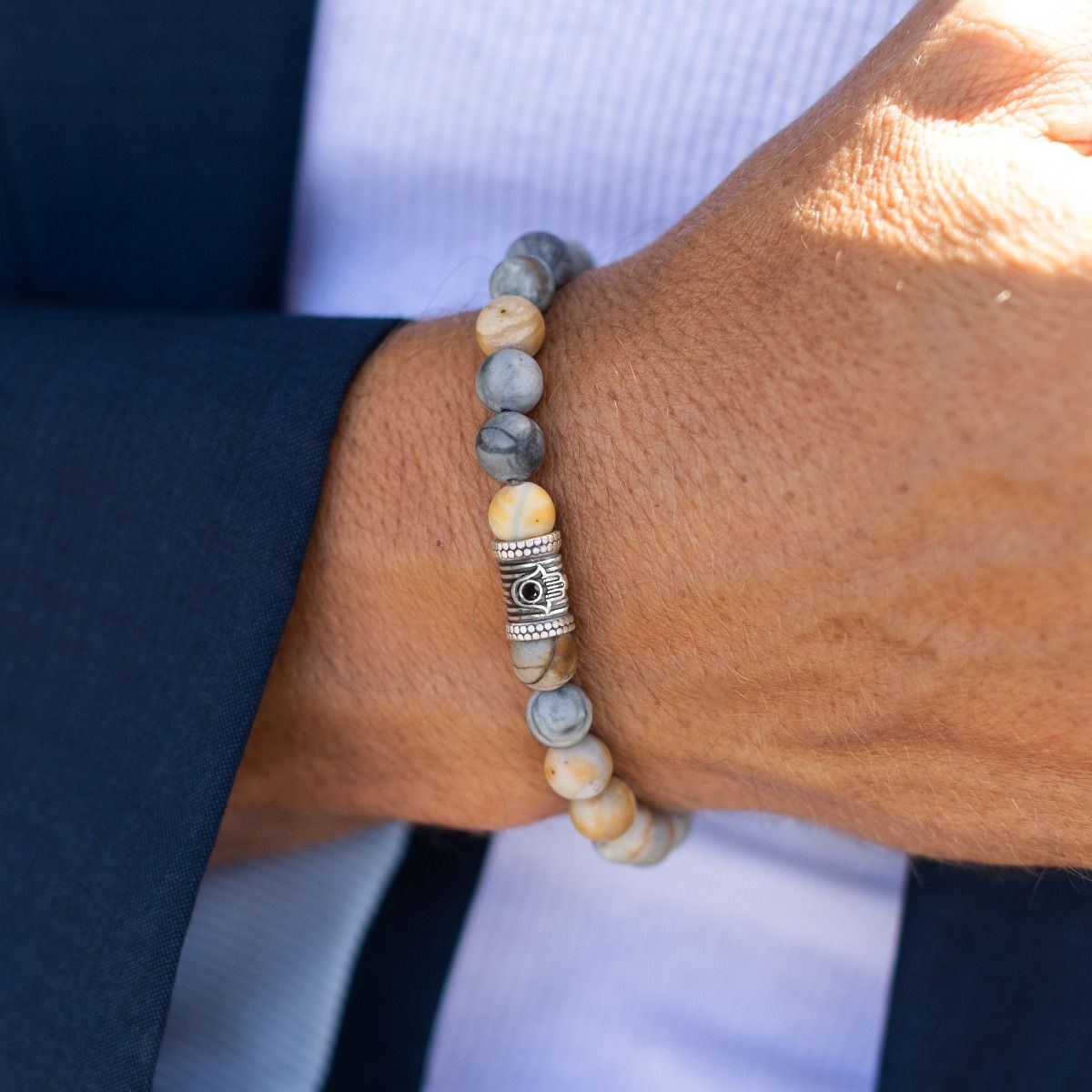 Bracelet Picasso Jaspe Hamsa pour Homme