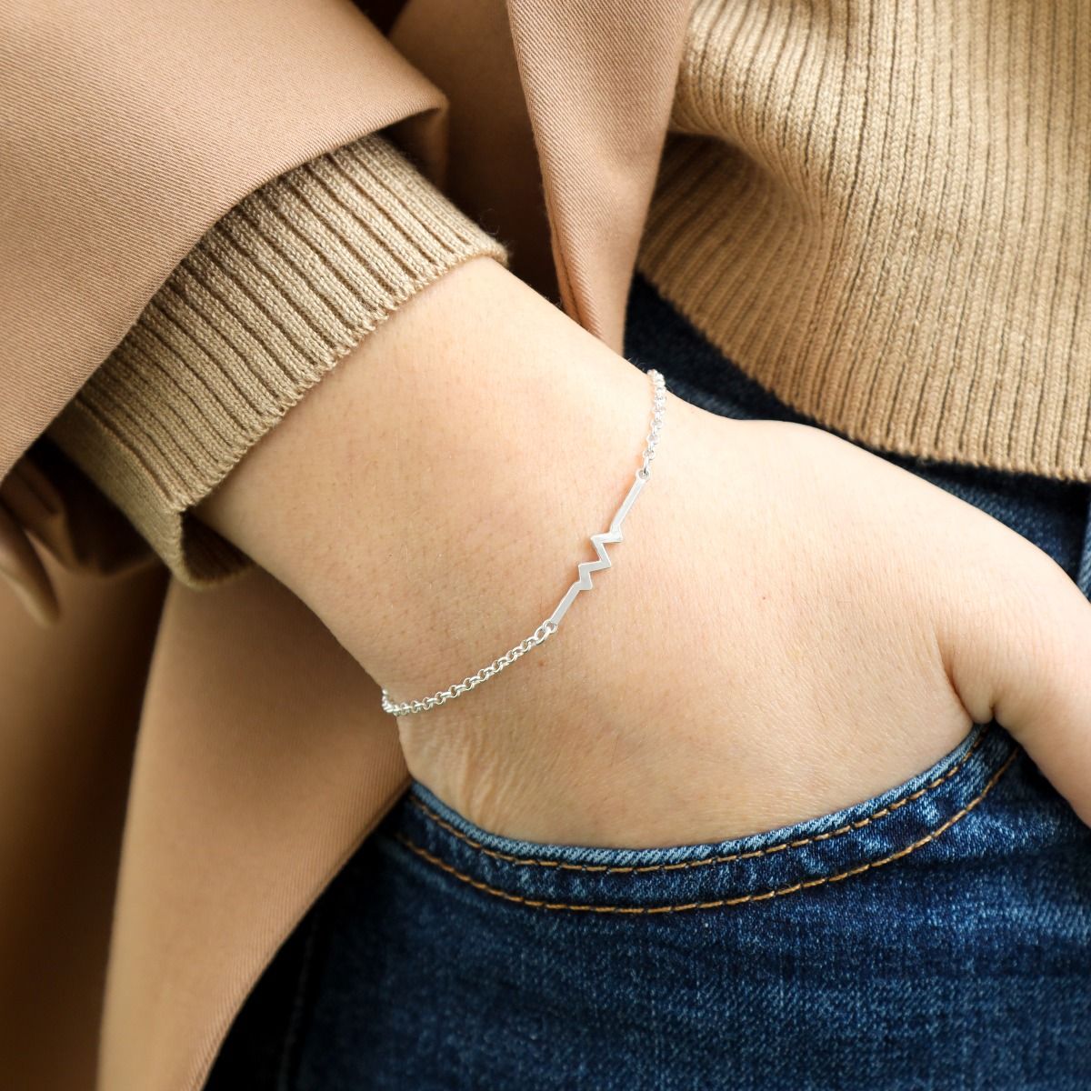 ☆TATIANA☆ Silver 925 Half and Half Heart Chain Bracelet BR MUSINSA | TATIANA (Silver 925) Half and Half Heart Chain
