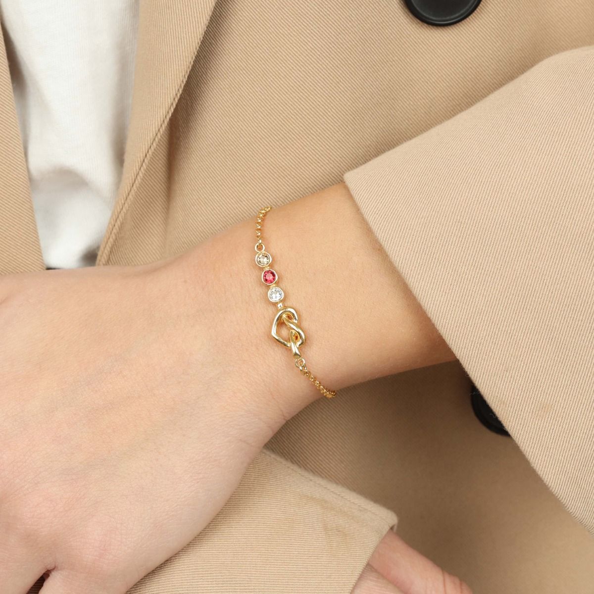 Ties of the Heart Birthstone Bracelet [18K Gold Plated]
