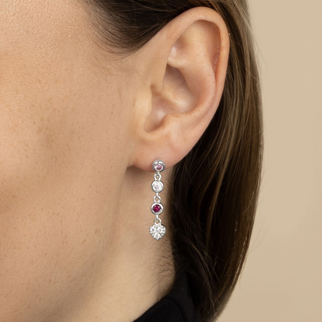 Enchanted Stars Birthstone Earrings With Heart Charm [Sterling Silver]