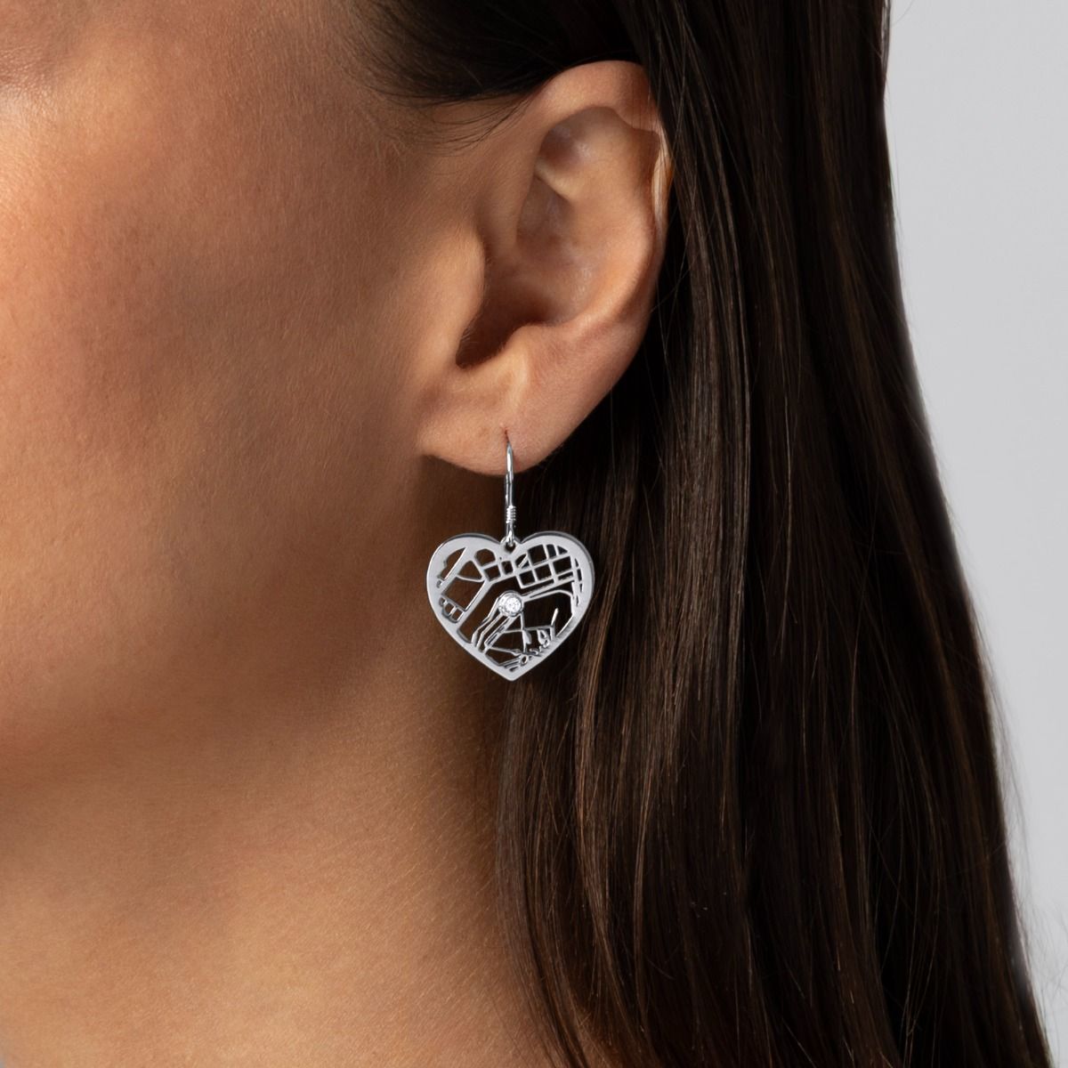 Boucles d'Oreilles Carte Liens du Cœur [Argent 925]