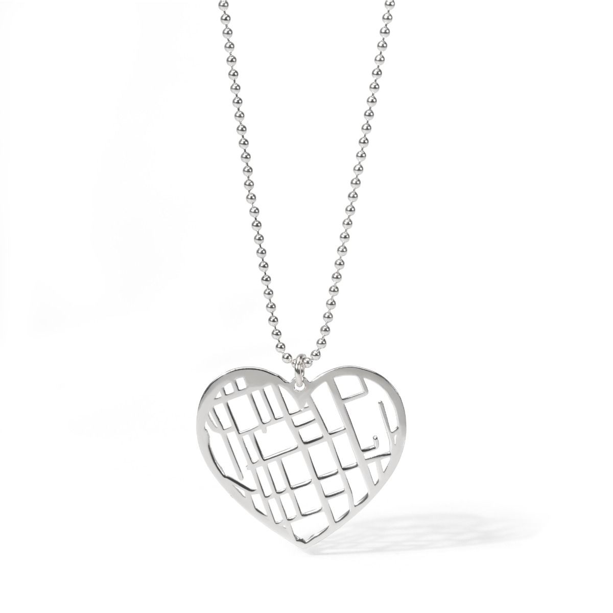 Heart Map Necklace - Sterling Silver Heart Necklace - Gifts