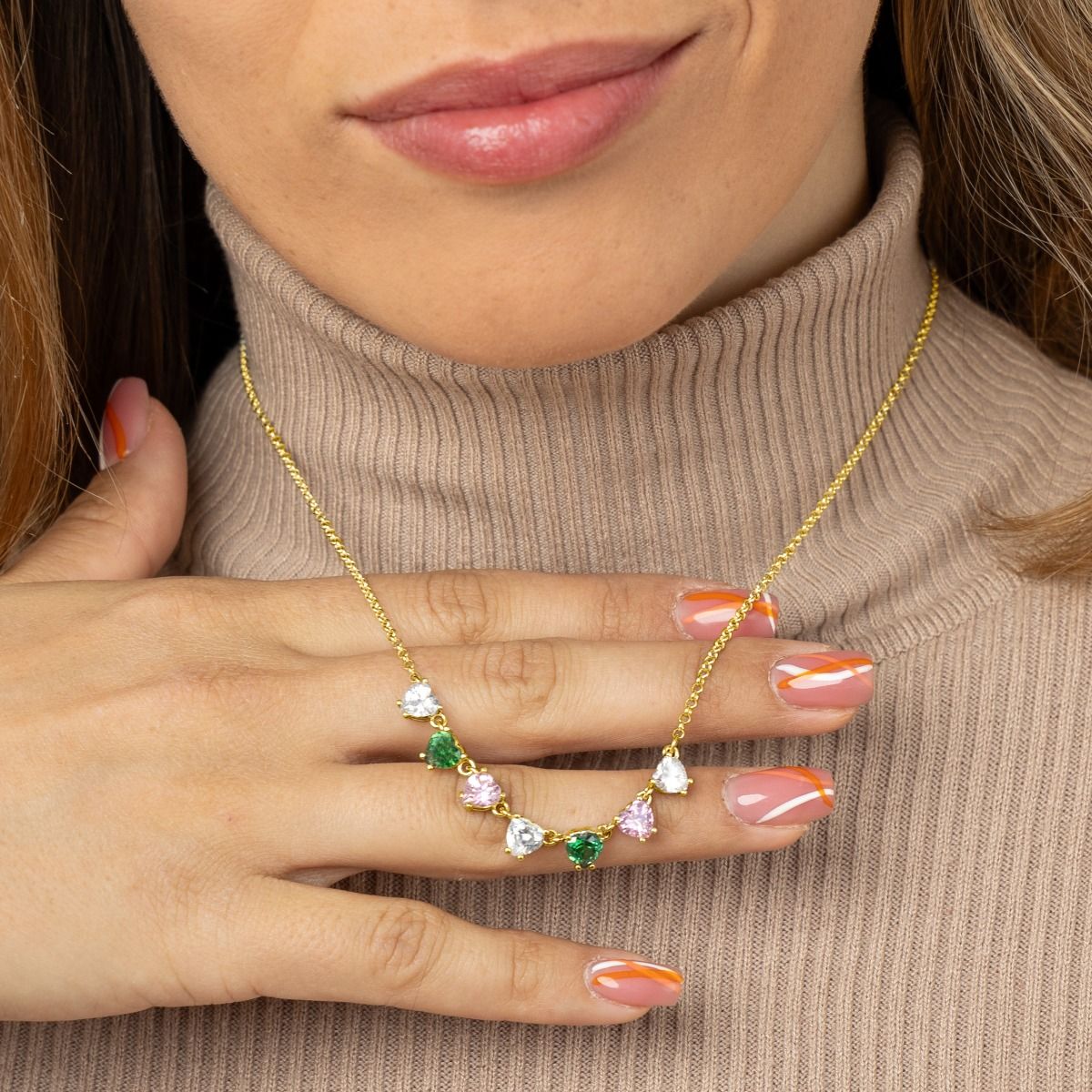 Talisa Hearts Birthstone Necklace [18K Gold Plated]