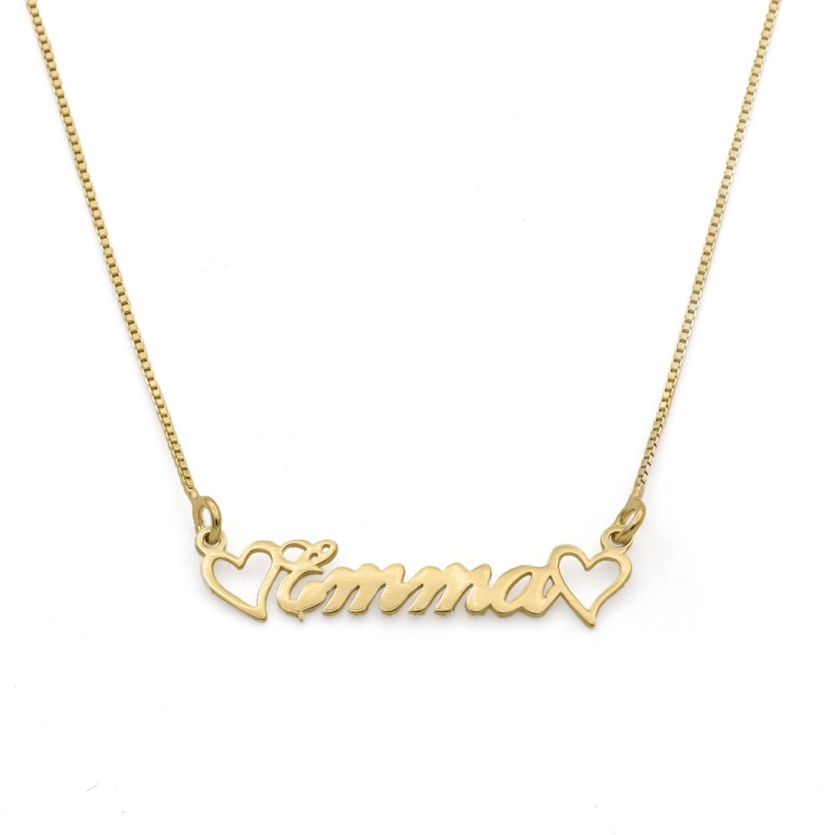 Custom Name Plate Necklace with Hearts by Talisa Gold Plated