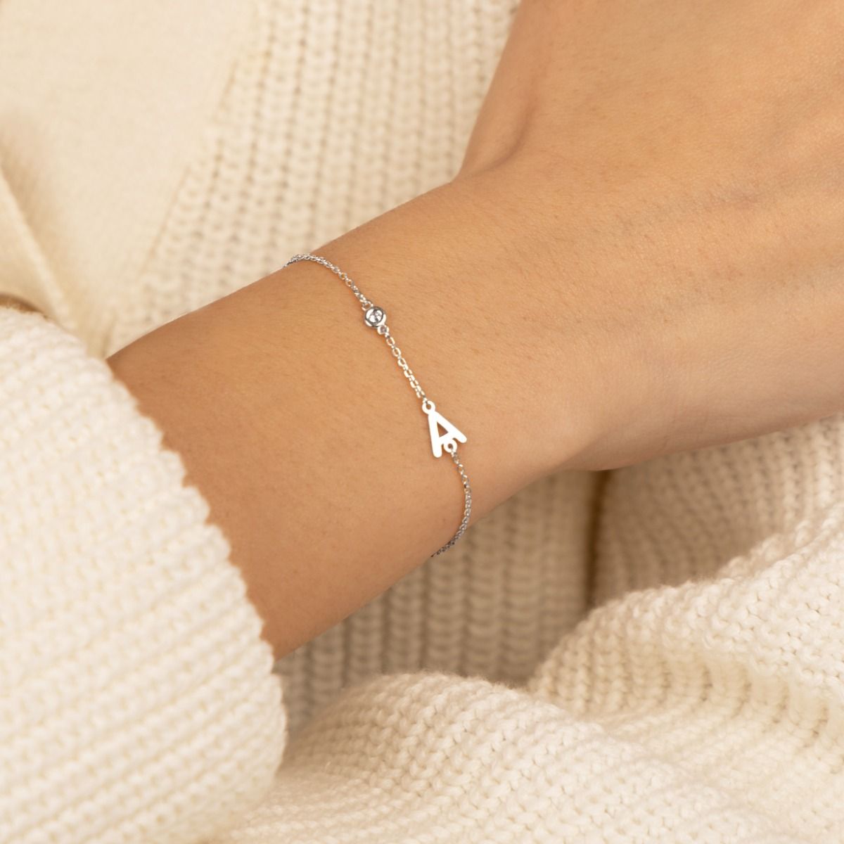 Helena Diamond Initial Bracelet [Sterling Silver]