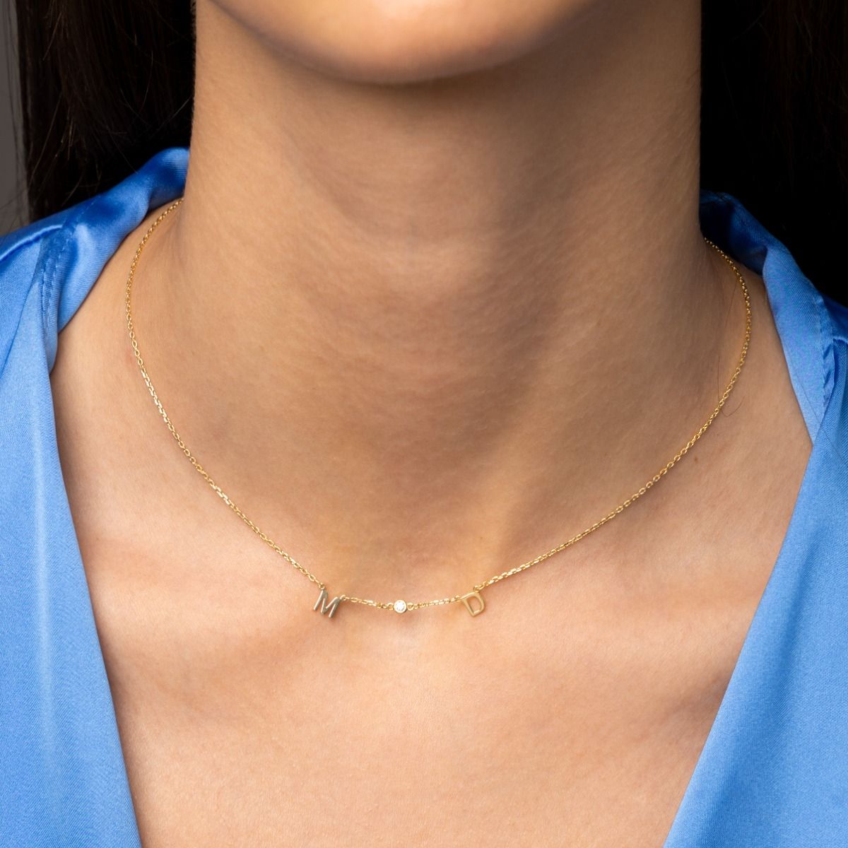 Collier Initiale Hélène en Diamant [Vermeil 18сt]