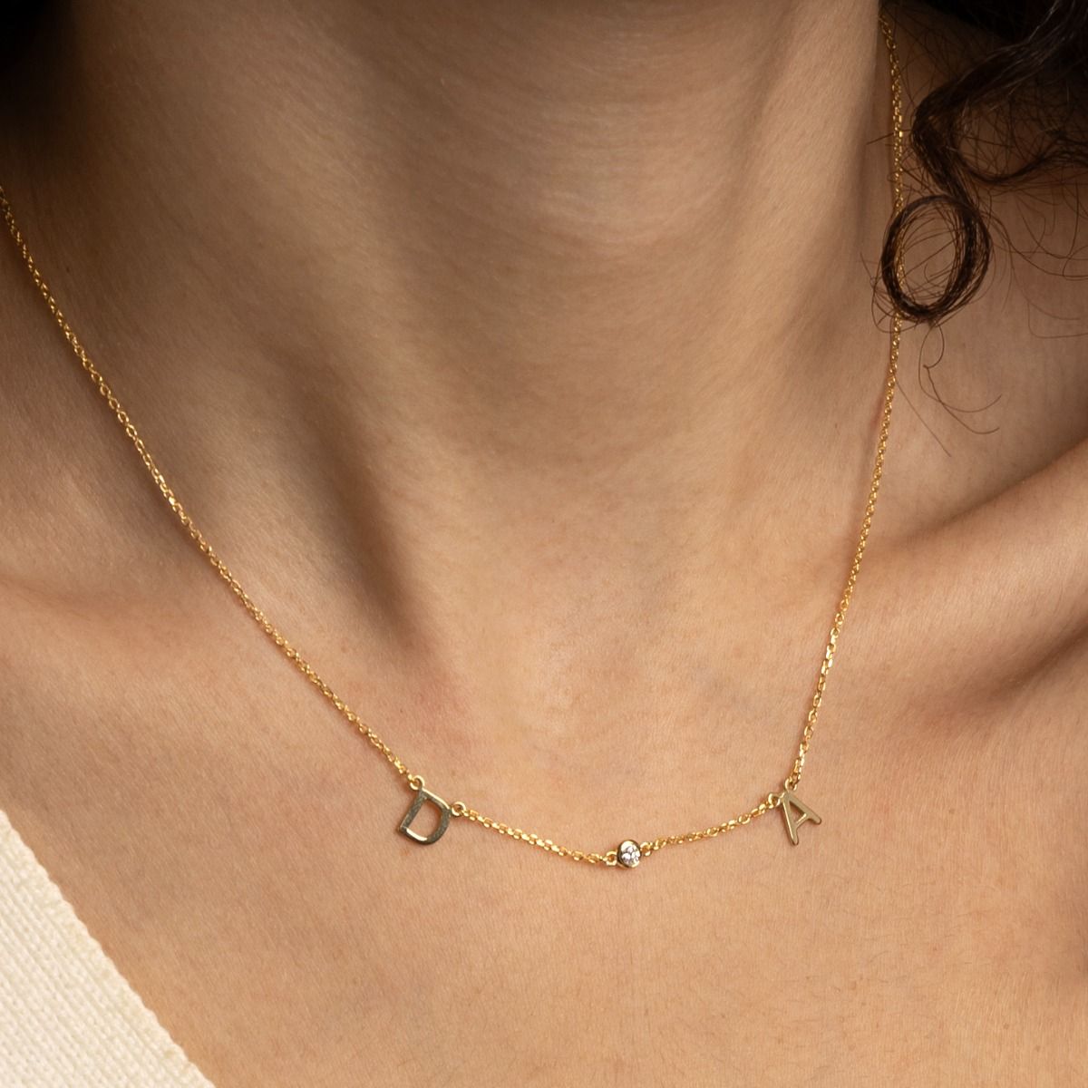 Helena Diamond Initials Necklace [18K Gold Plated]
