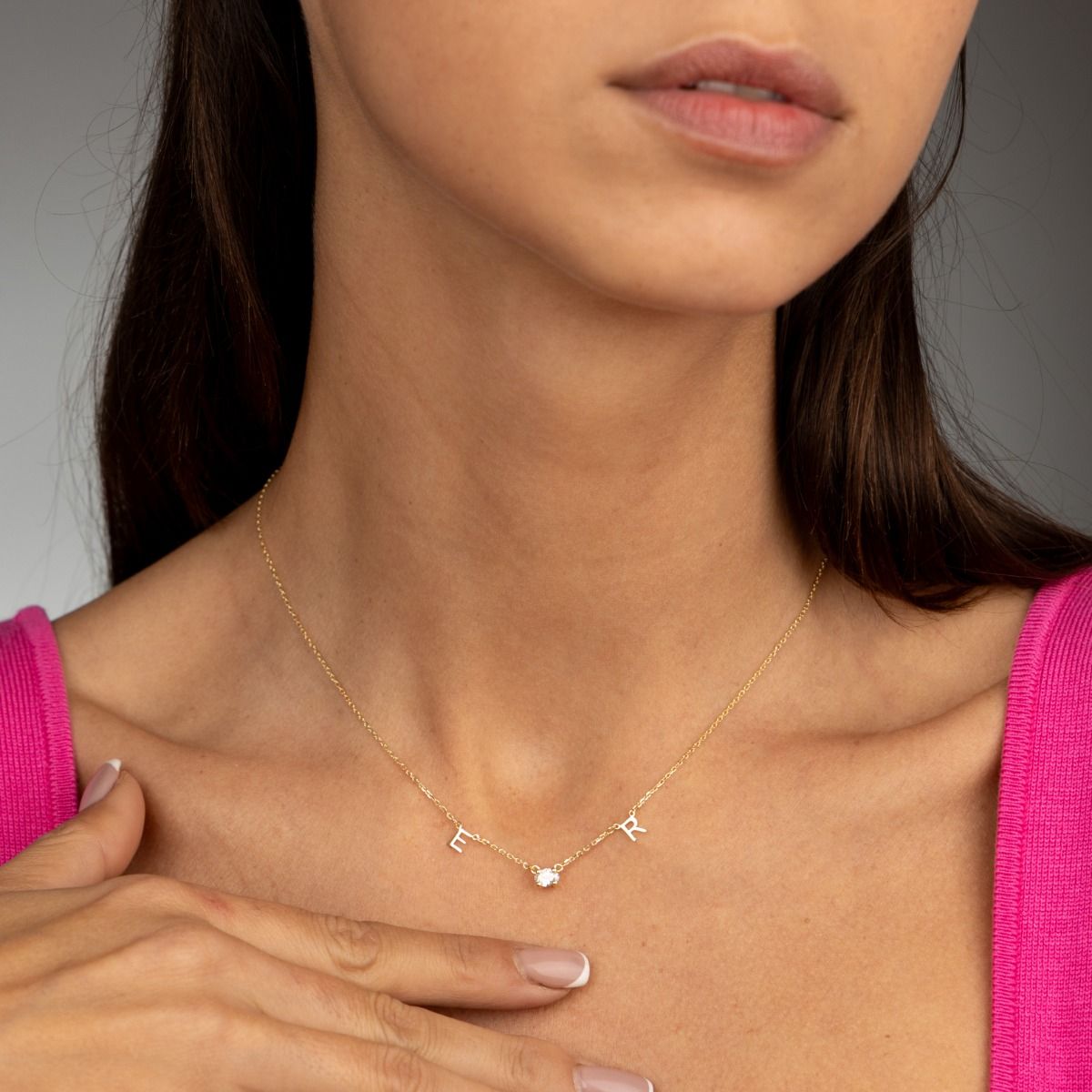 Helena Initials Necklace with 0.3 ct Diamond [18K Gold Vermeil]