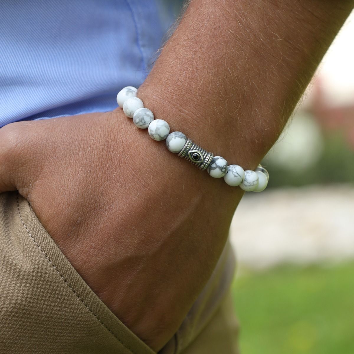 Howlite Evil Eye Men Bracelet