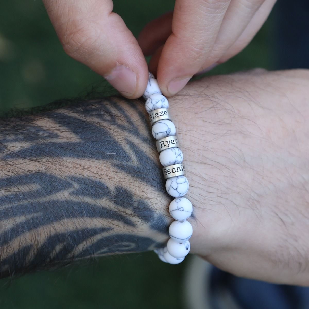 Bracelet Howlite avec Prénoms pour Homme