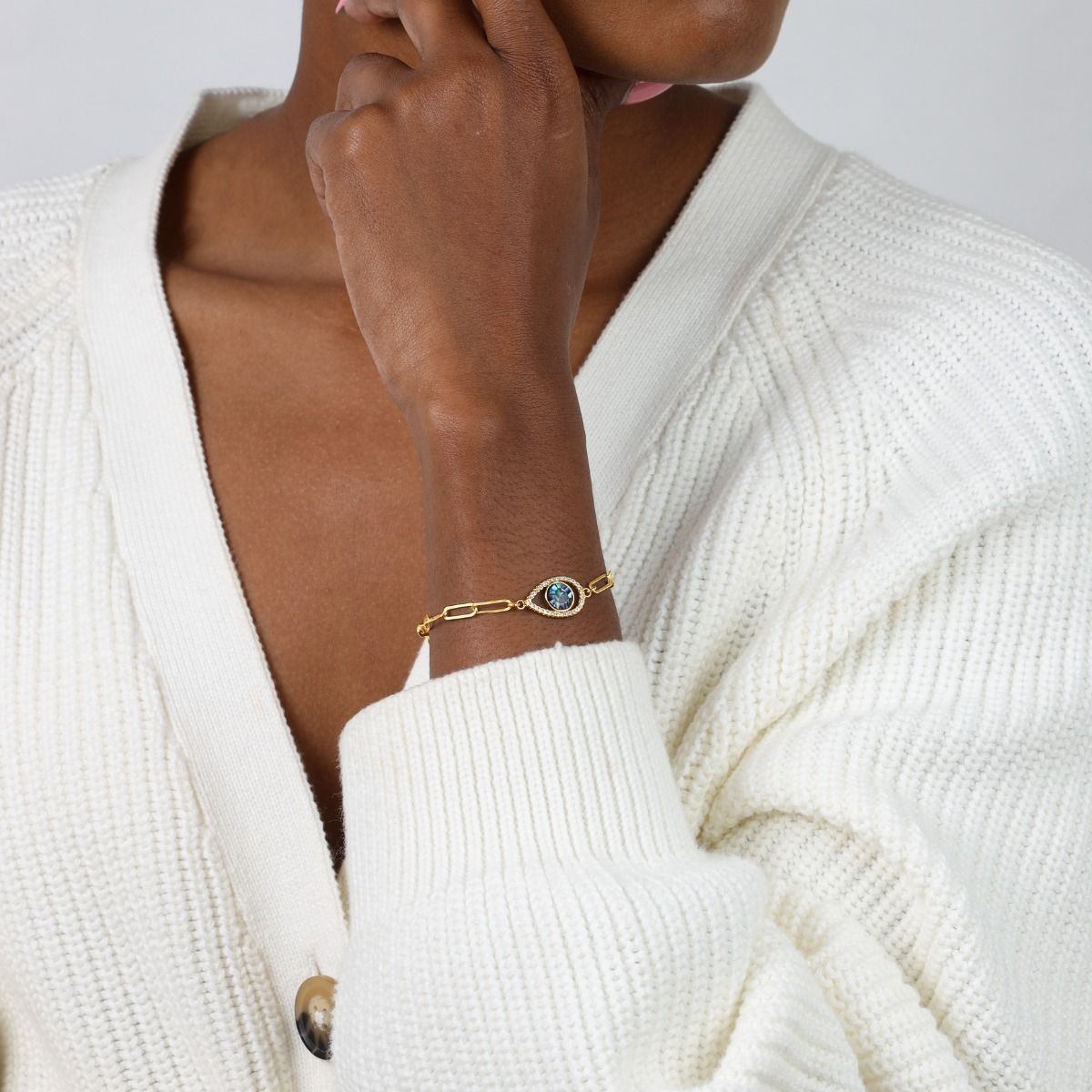 Hypnos Evil-Eye Armband im Paperclip-Stil [750er Gold Vermeil]