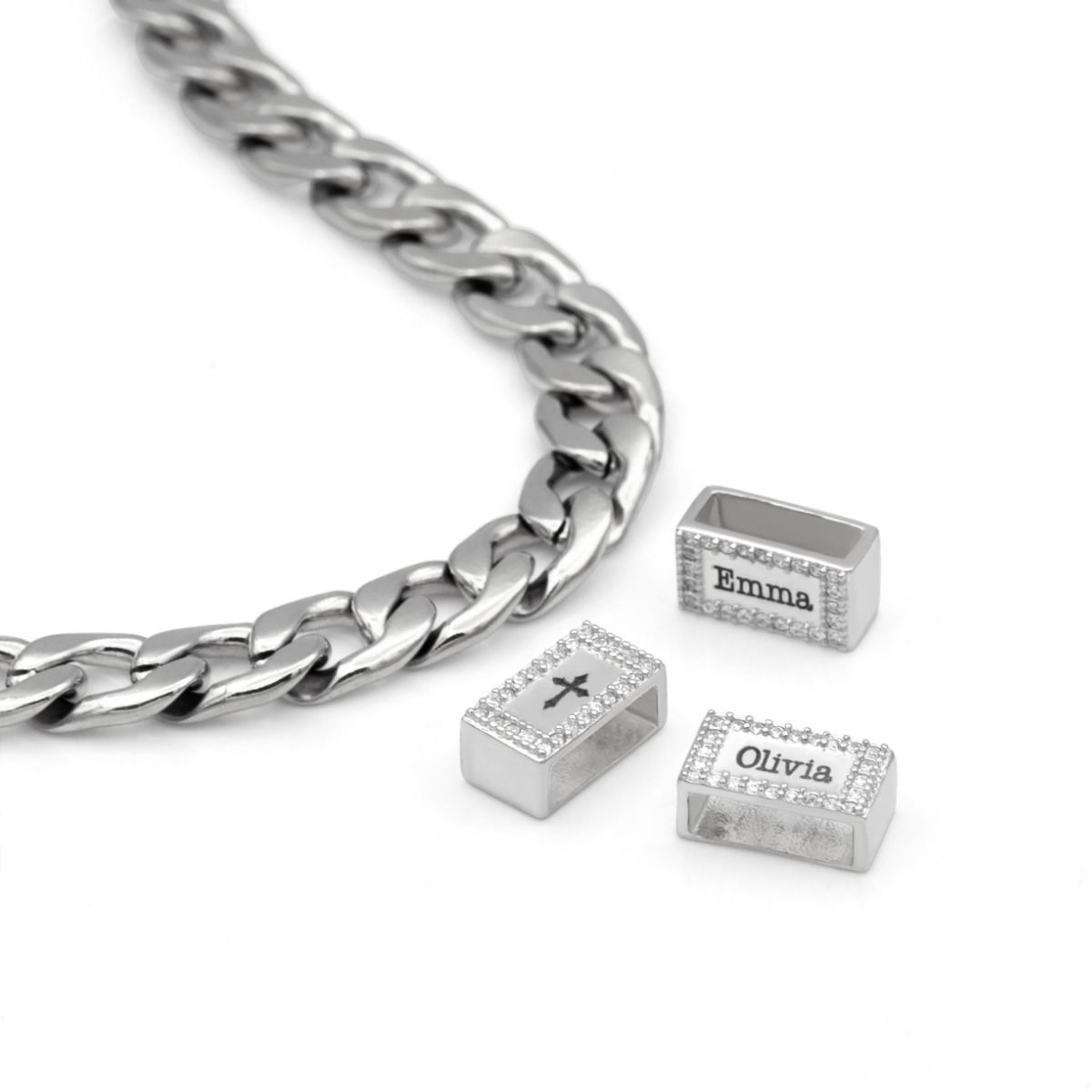 Kreuz Frost Charm für kubanische Panzerkette [Sterlingsilber]