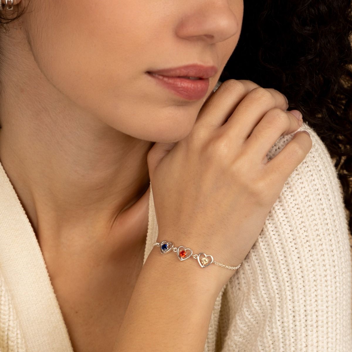 Infinite Hearts Birthstone Bracelet [Sterling Silver]