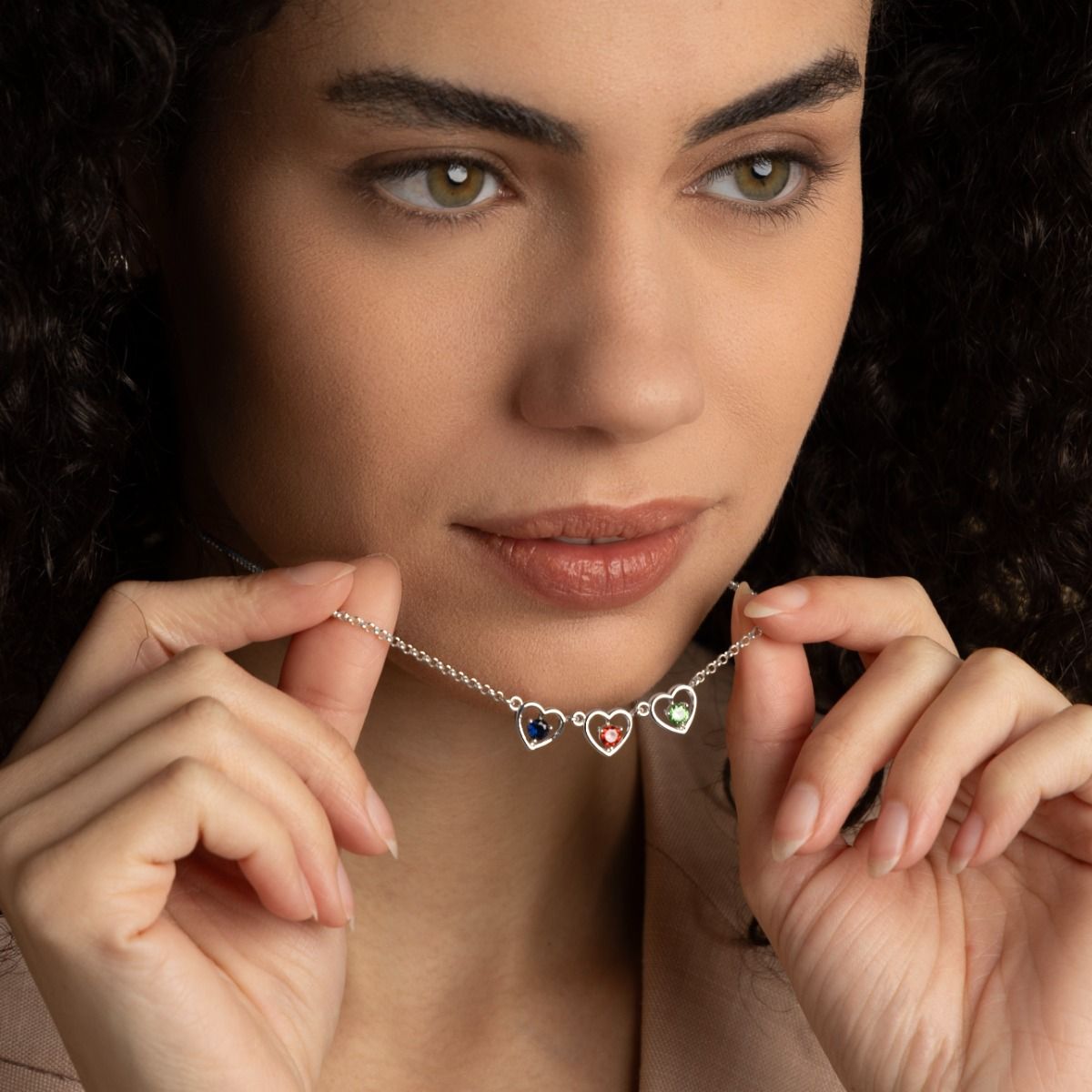 Infinite Hearts Birthstone Necklace [Sterling Silver]