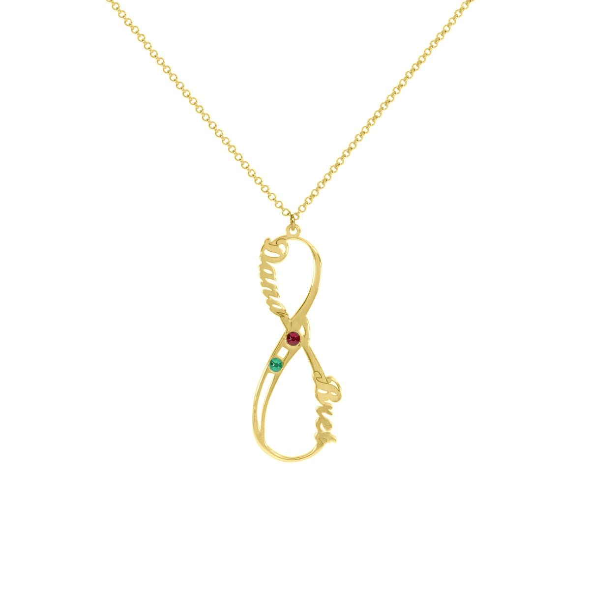 Infinite Love Name and Birthstone Necklace [18K Gold Plated]