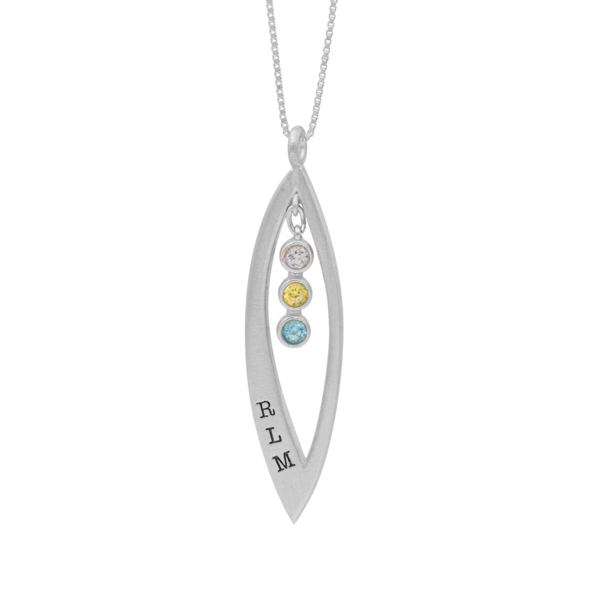 Baumblatt Initialen und Geburtsstein Halskette [Sterling Silber]