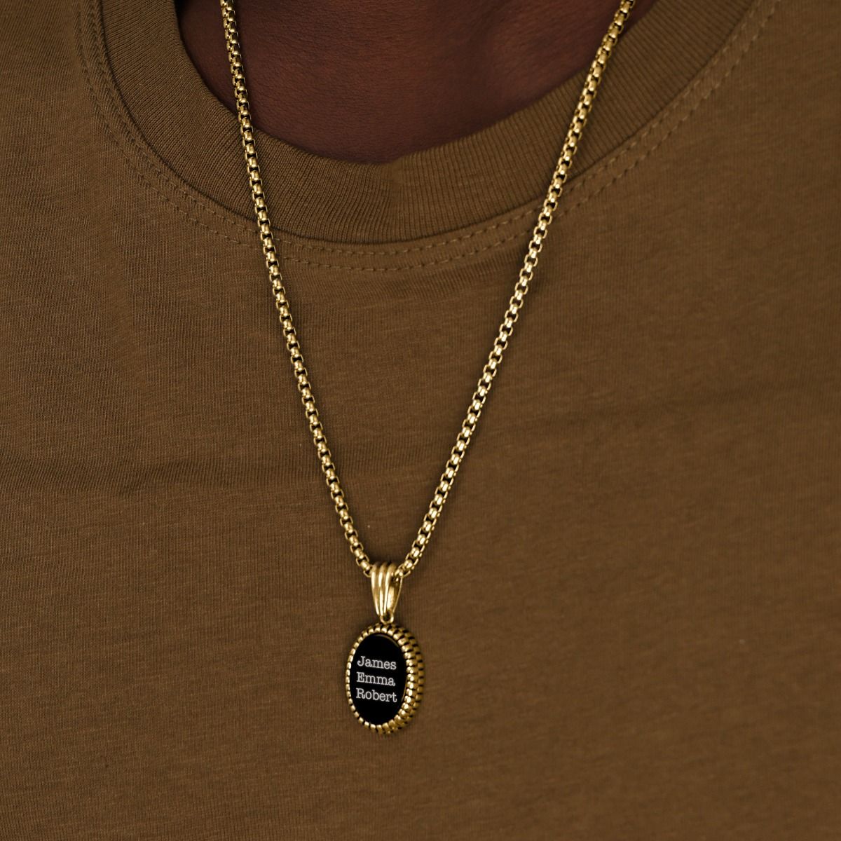 Jayden Onyx Men Name Necklace - 18K Gold Plated