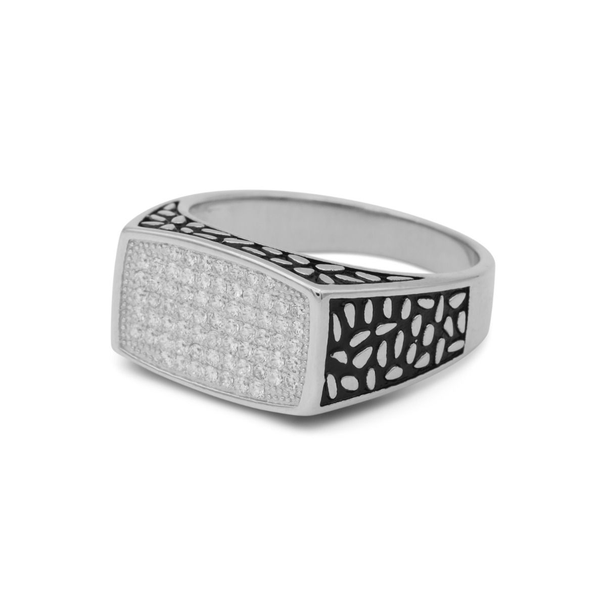 Signet Men's Ring - Talisa - Sterling Silver Cubic Zirconia Ring