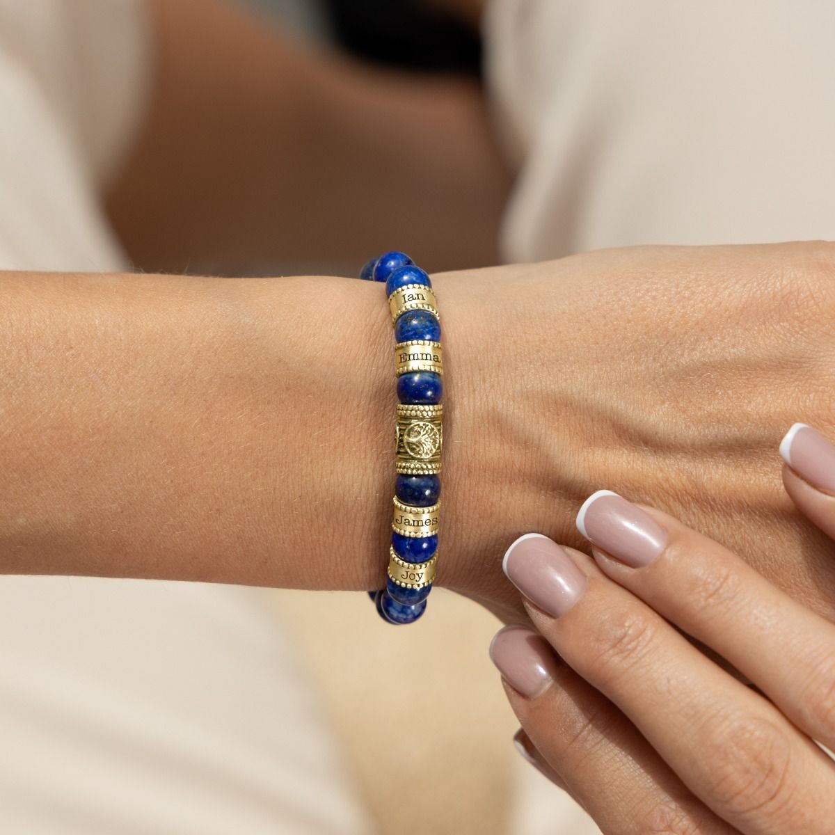 Family Tree Women Name Bracelet With Lapis Lazuli Stones [18K Gold Vermeil]