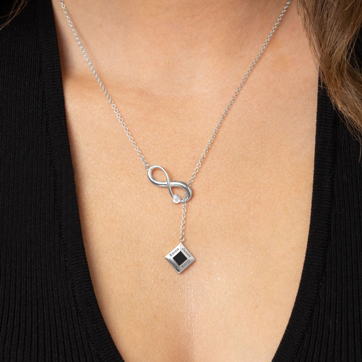 Lariat Infinity Necklace with Nano Bible [Sterling Silver]