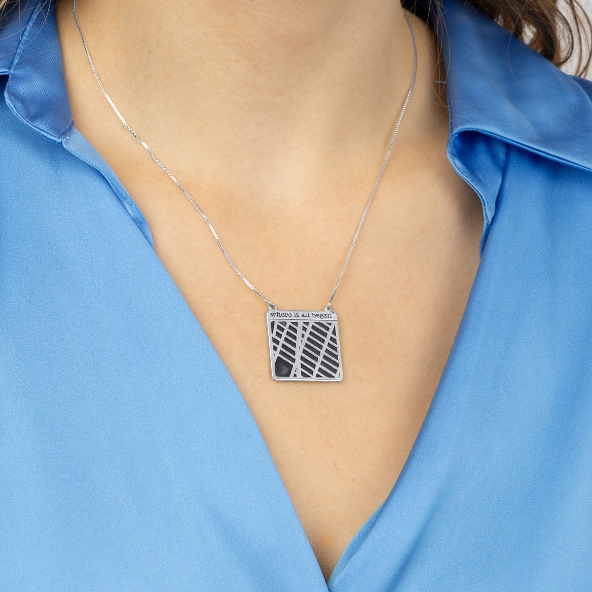 Statement Kette mit Kartenanhänger [Sterlingsilber]