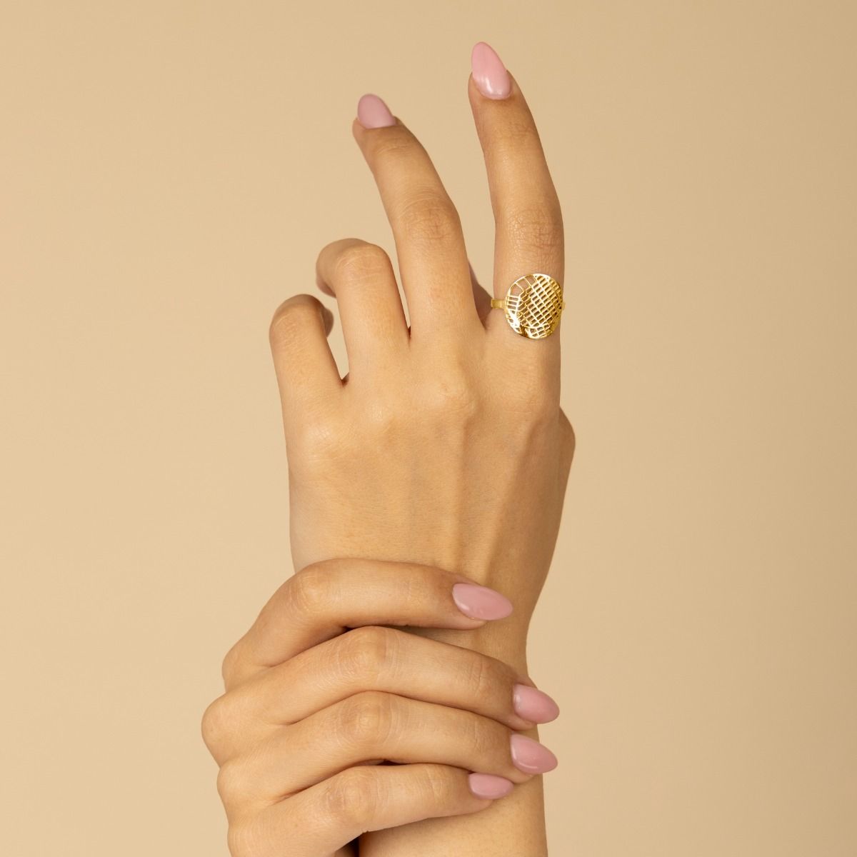 Erinnerungskreis Karten Ring [750er Gold Vermeil]
