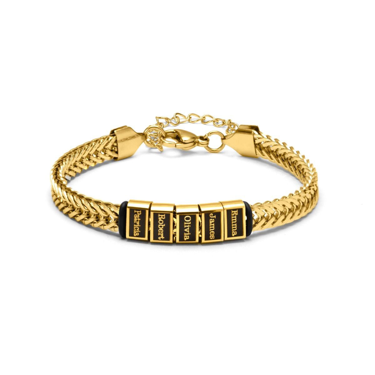 Flat Braided Chain Bracelet with Names [18K Gold Plated]
