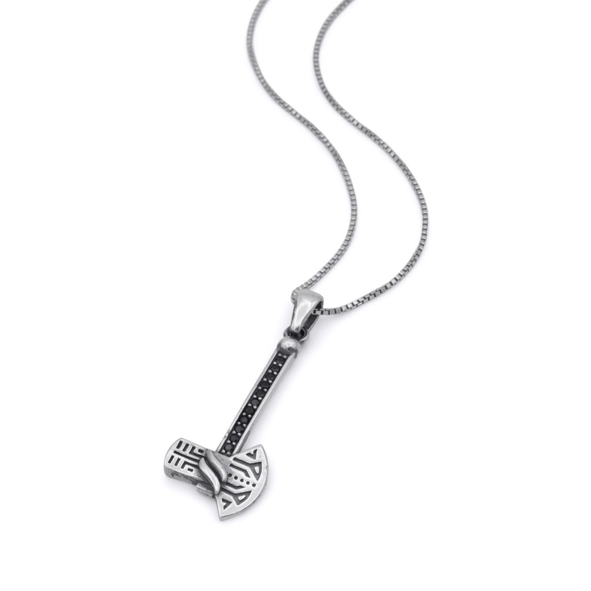 Men Necklace With Axe Pendant (Silver) - Talisa Gifts For Him