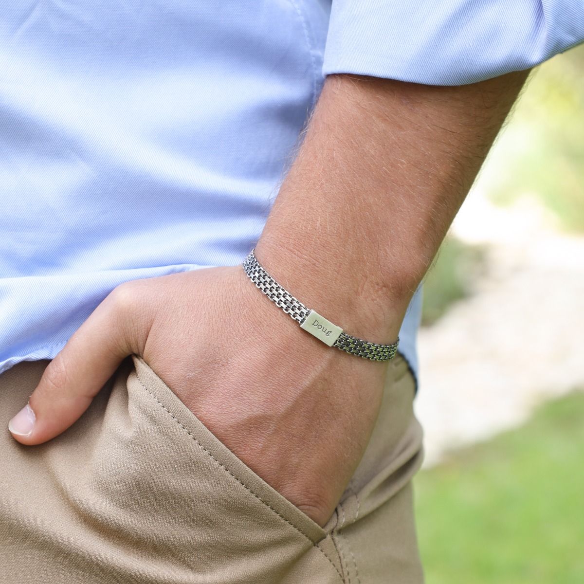 Milan Name Bracelet - Dark Sterling Silver