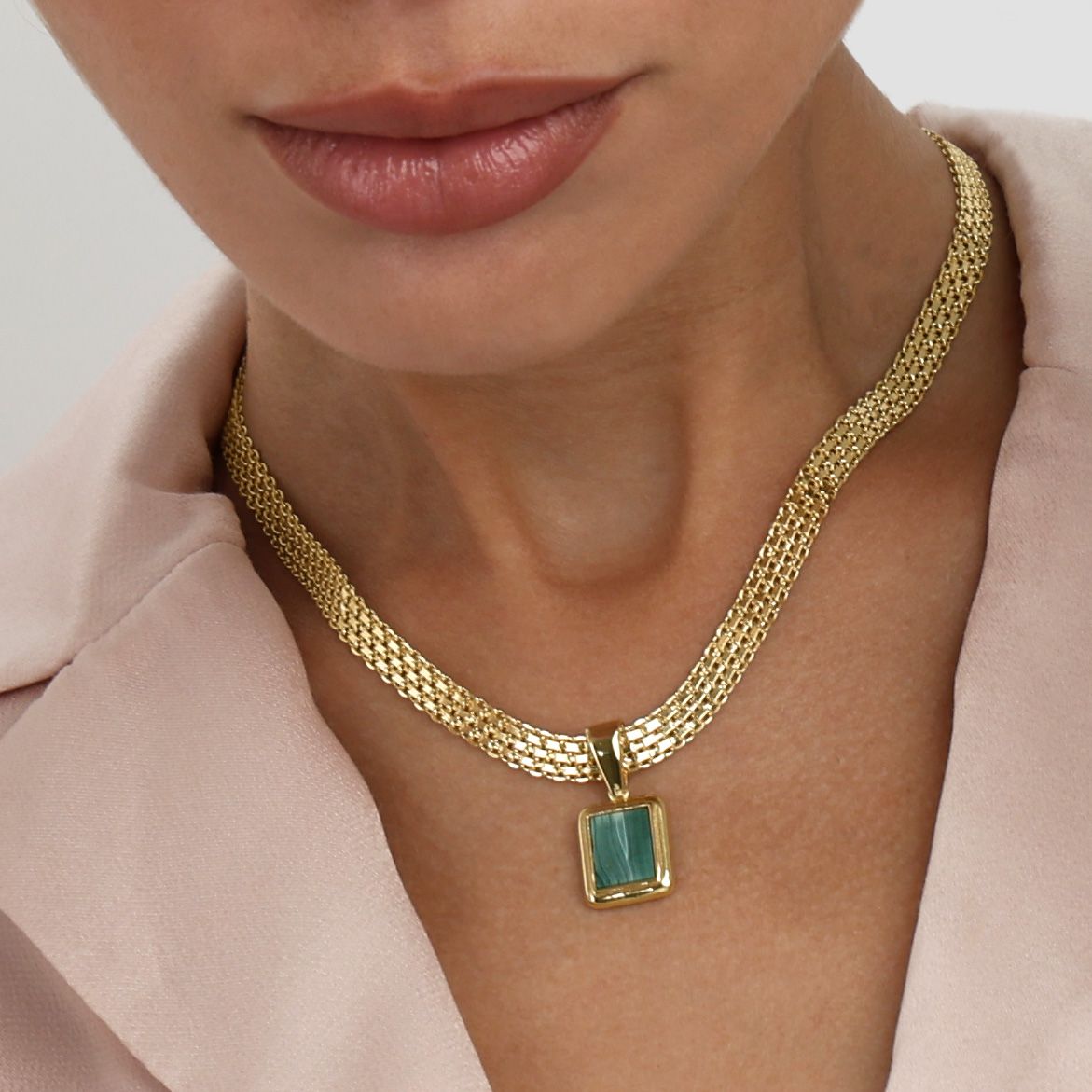 Milanaise Kette mit Edelsteinen [750er Gold Vermeil]
