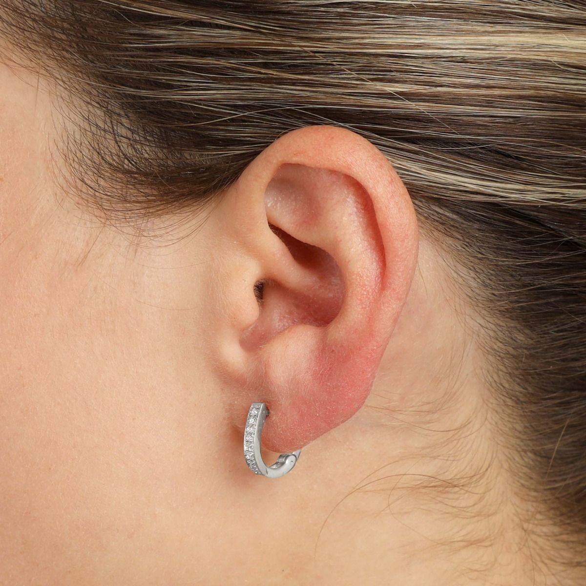 Mini Pave Hoop Crystal Earrings [Sterling Silver]