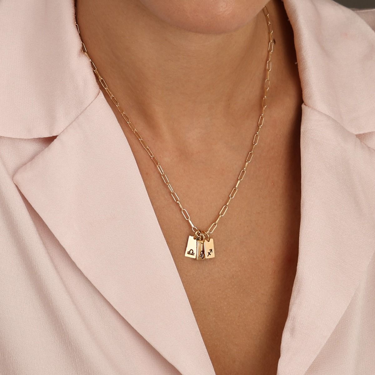 Mirella Ankerkette mit Sternzeichen Charms [750er Gold Vermeil] 