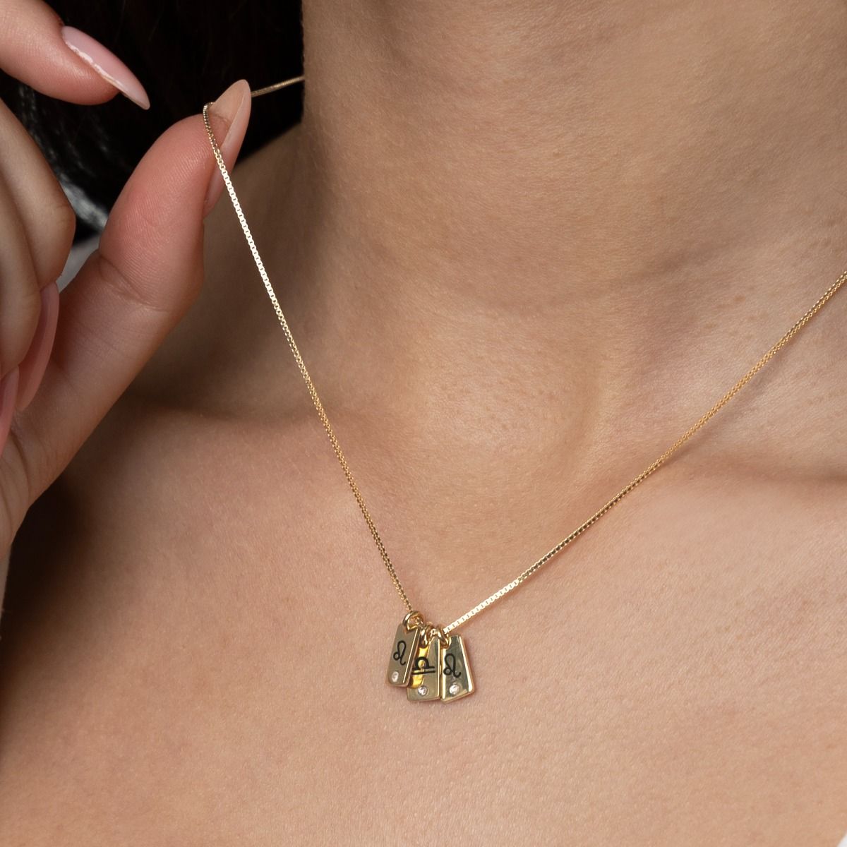 Mirella Zodiac Charm Diamond Necklace [18K Gold Plated]