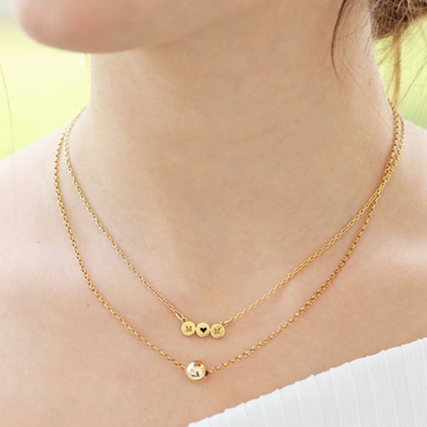 For Mom with Heart Necklace Pair [Gold Plated]